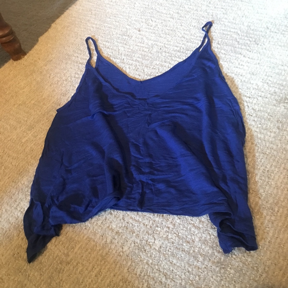 Blue Basic Crop Tank Top / Cover-Up - Picture 2 of 4
